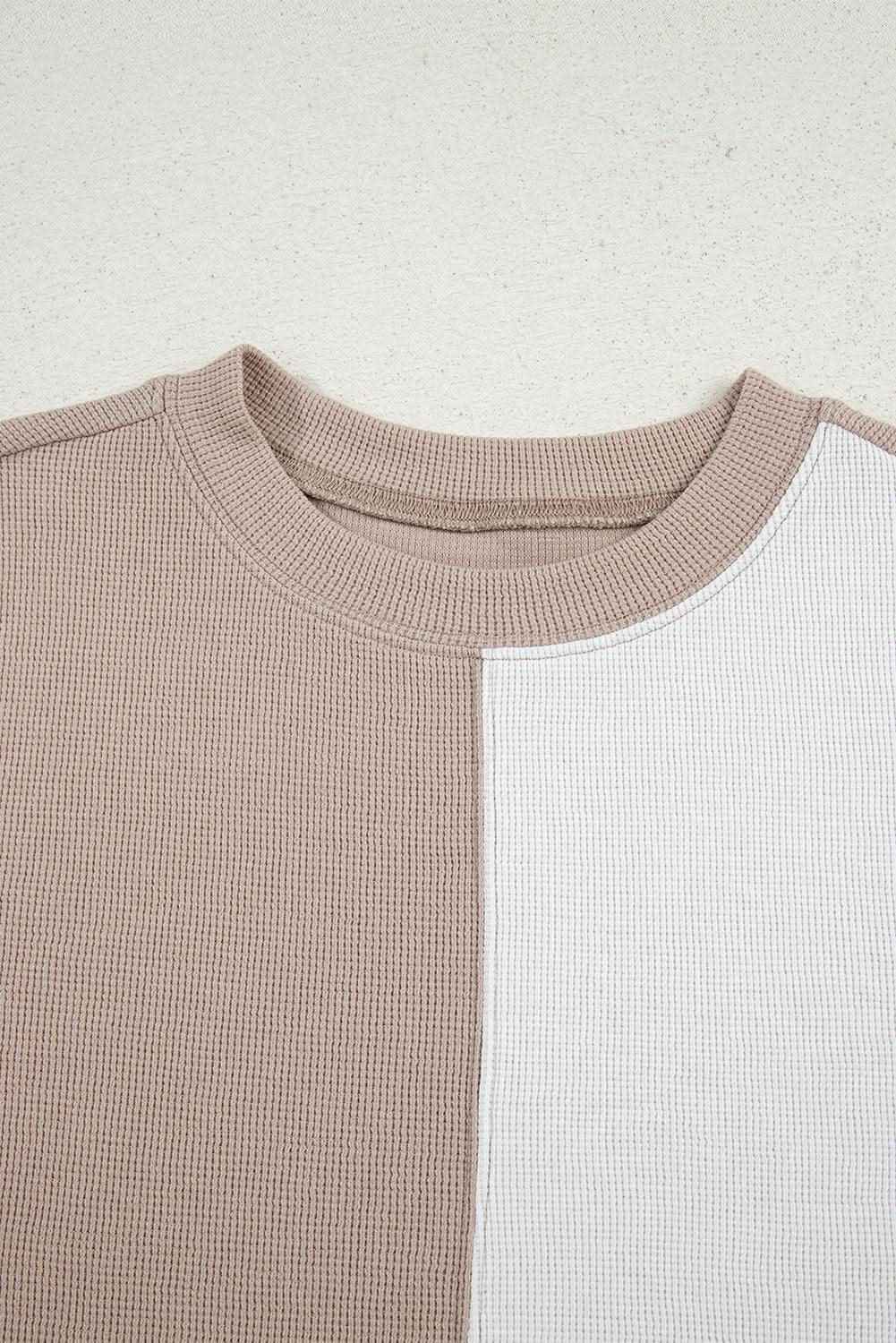 Jet Stream Textured Colorblock Patchwork Tee and Shorts Set