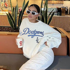 Loose  Pullover Sweatshirt Women - Rose & Ruffles