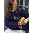 Fashion Printing Round-neck Pullover Women - Rose & Ruffles