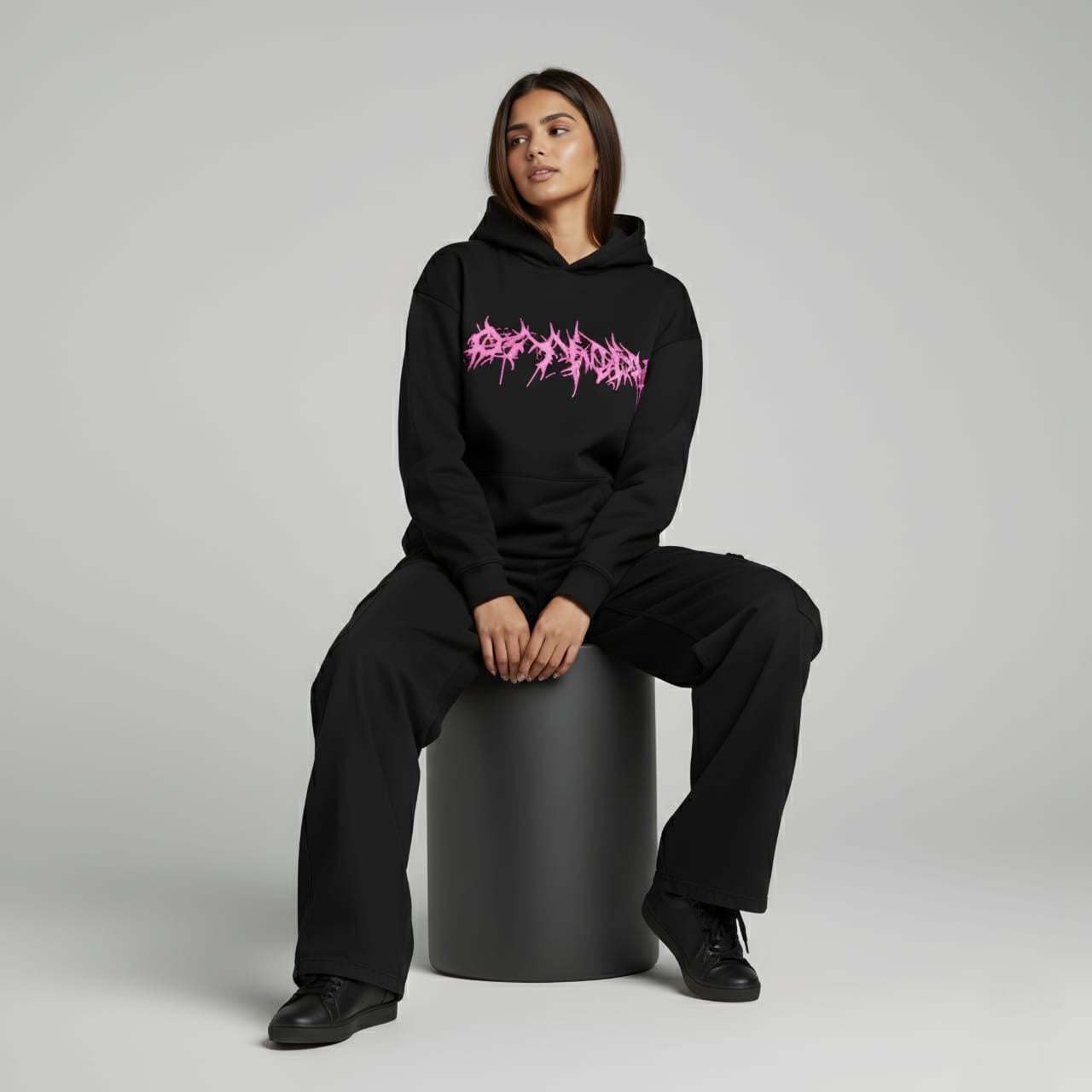 Neon Chaos Oversized Streetwear Hoodie (Unisex) - Rose & Ruffles
