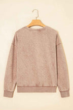 Sea Green saved by grace Letter Embroidery Mineral Wash Loose Sweatshirt