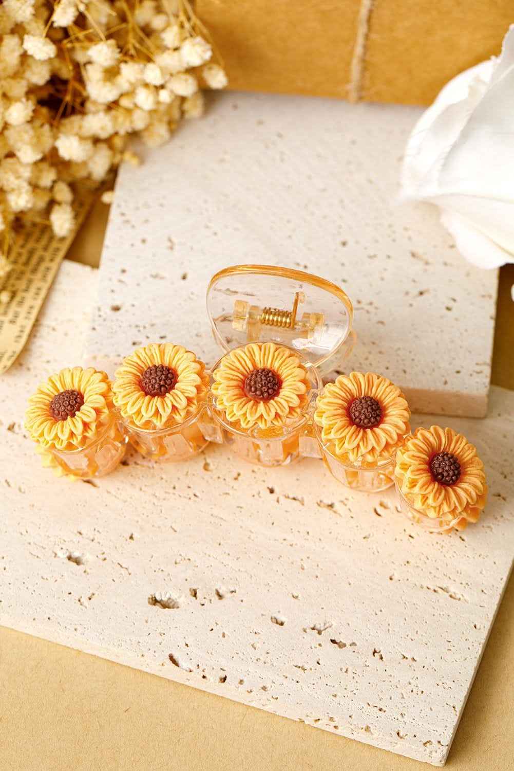 Jurassic Gold Sunflower Decor Plastic Resin Claw Clip