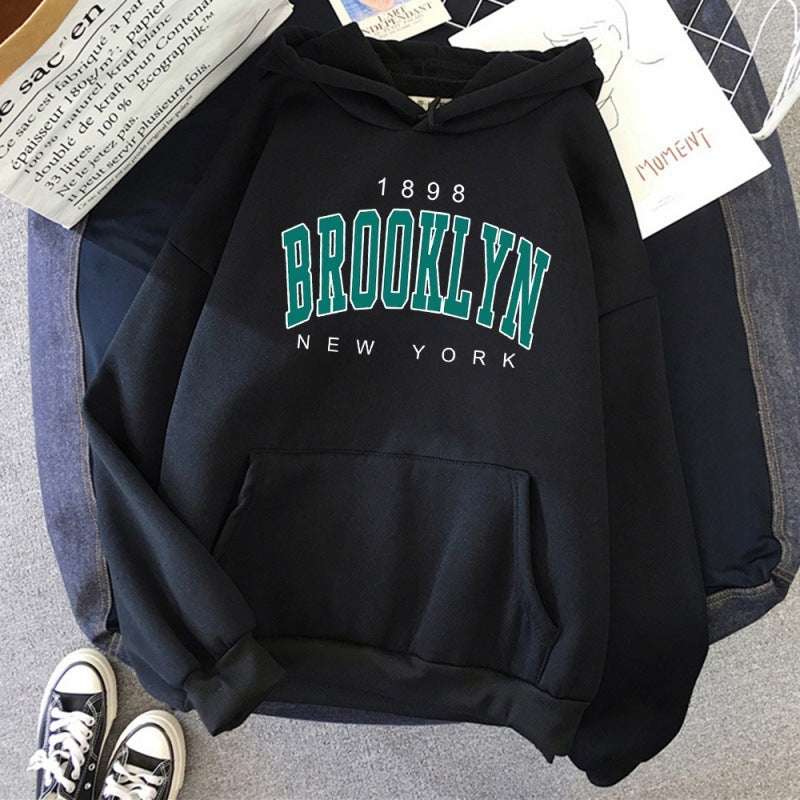 Brooklyn New York Printed Hoodie - Rose & Ruffles