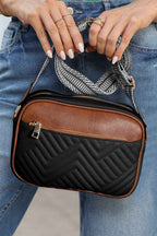 Chestnut Quilted Faux Leather Crossbody Bag 22*6*16cm