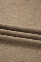 Camel Buttoned Bishop Sleeve Crew Neck Sweater