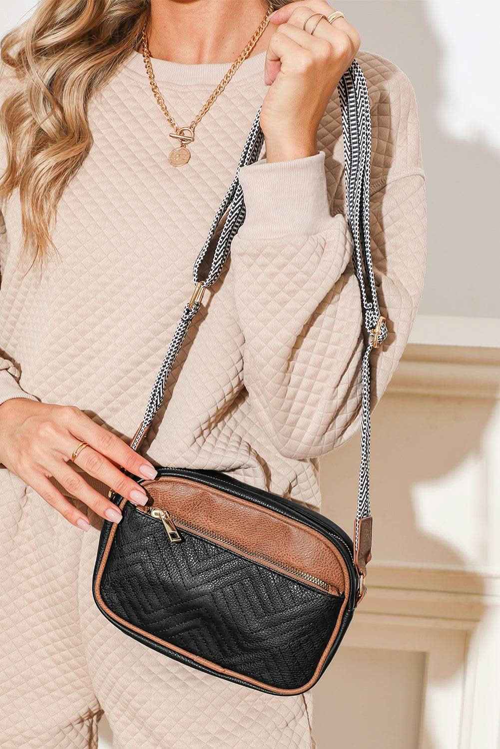 Chestnut Quilted Faux Leather Crossbody Bag 22*6*16cm