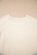 Camel Buttoned Bishop Sleeve Crew Neck Sweater