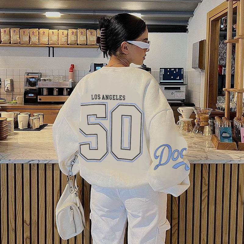 Loose  Pullover Sweatshirt Women - Rose & Ruffles