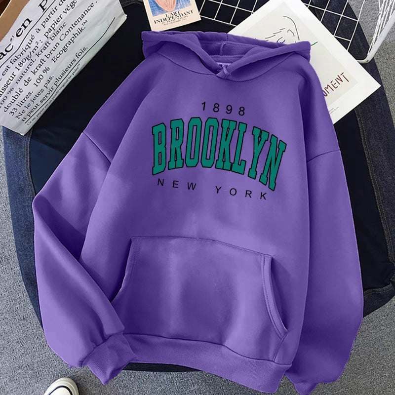 Brooklyn New York Printed Hoodie - Rose & Ruffles
