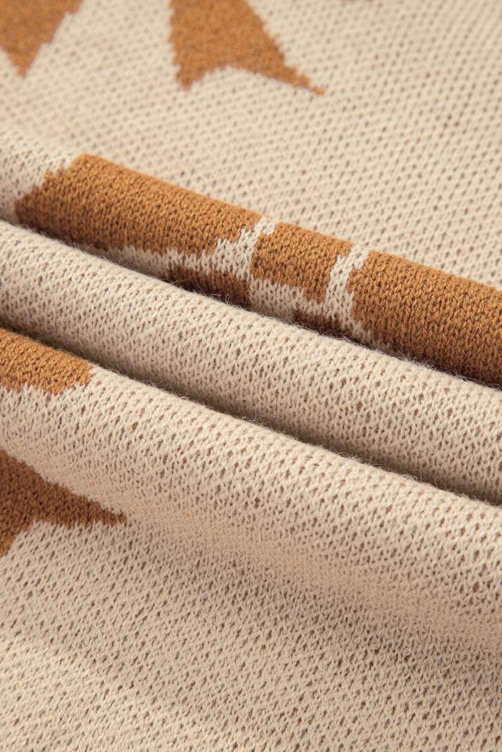 Straw Yellow Ribbon Bow Print Checkered Striped Sleeve Drop Shoulder Sweater