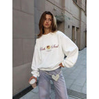 Fashion Printing Round-neck Pullover Women - Rose & Ruffles