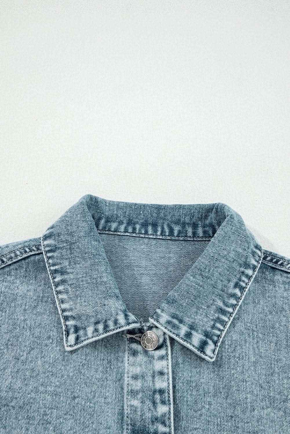 Myosotis Button Flap Pocket Frayed Detail Denim Vest