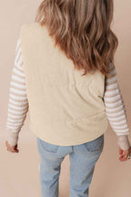 Coffee Corduroy Stand Neck Zipped Puffer Vest