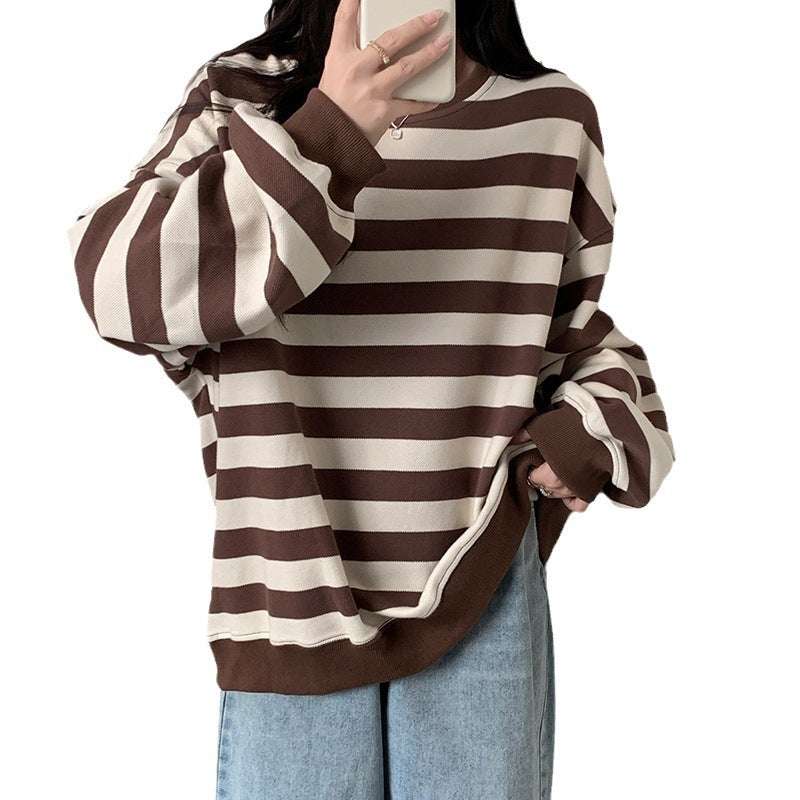 Retro Printed Crew Neck Sweatshirt Women - Rose & Ruffles