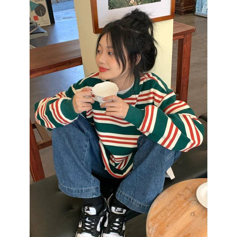 Retro Alphabet Embroidered Striped Sweater - Rose & Ruffles