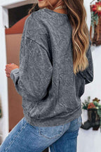 Sea Green saved by grace Letter Embroidery Mineral Wash Loose Sweatshirt