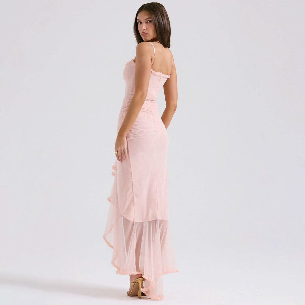 Backless Mesh Halter Fishtail Dress – The Midnight Glam Edit - Rose & Ruffles