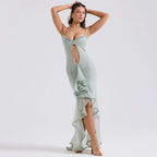 Backless Mesh Halter Fishtail Dress – The Midnight Glam Edit - Rose & Ruffles