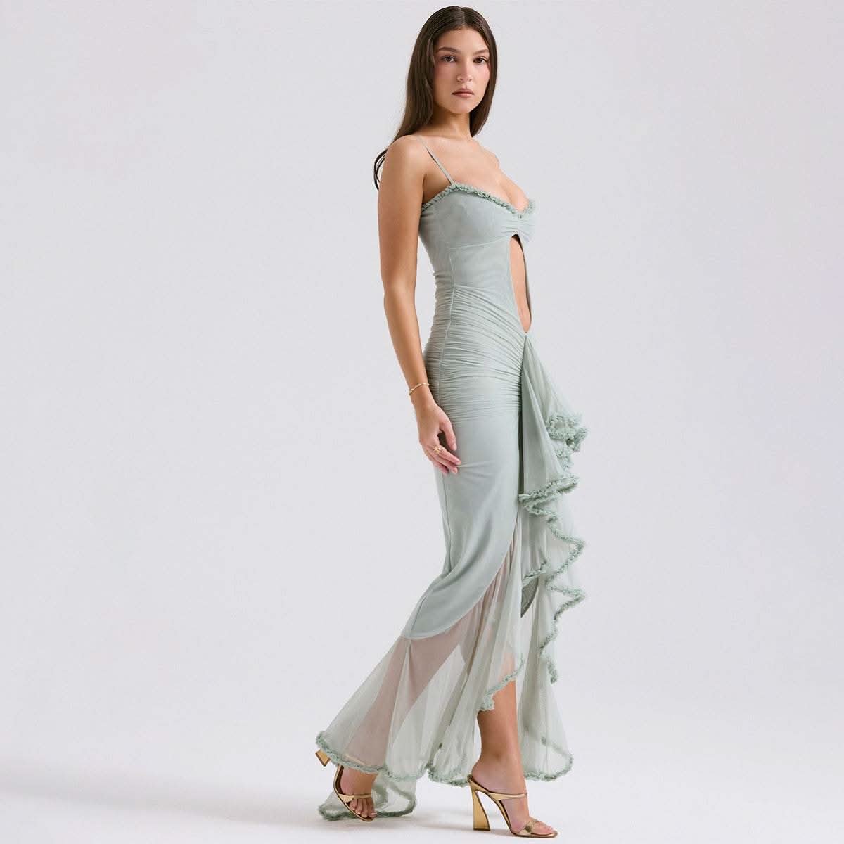 Backless Mesh Halter Fishtail Dress – The Midnight Glam Edit - Rose & Ruffles