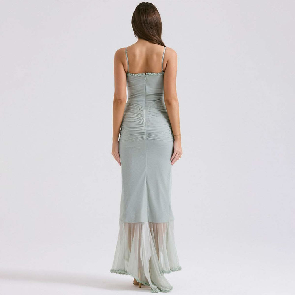 Backless Mesh Halter Fishtail Dress – The Midnight Glam Edit - Rose & Ruffles