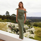 Off-the-shoulder neckline temperament lace-up - Rose & Ruffles