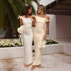 Off-the-shoulder neckline temperament lace-up - Rose & Ruffles