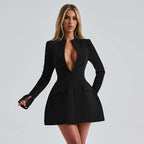 Deep V waist A swing three-dimensional tailoring sexy dress - Rose & Ruffles