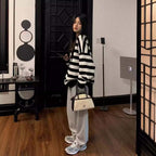 Fashion Striped Pullover Sweatshirt - Rose & Ruffles