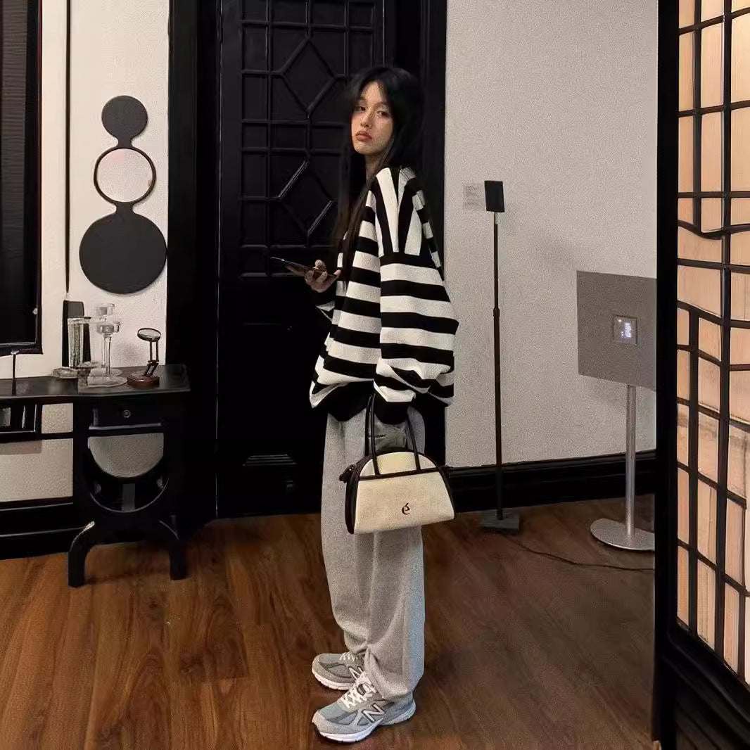 Fashion Striped Pullover Sweatshirt - Rose & Ruffles