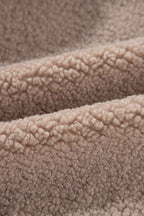 Light French Beige Zipper Pocketed Winter Fuzzy Jacket