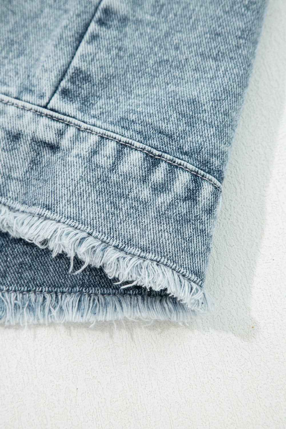 Myosotis Button Flap Pocket Frayed Detail Denim Vest