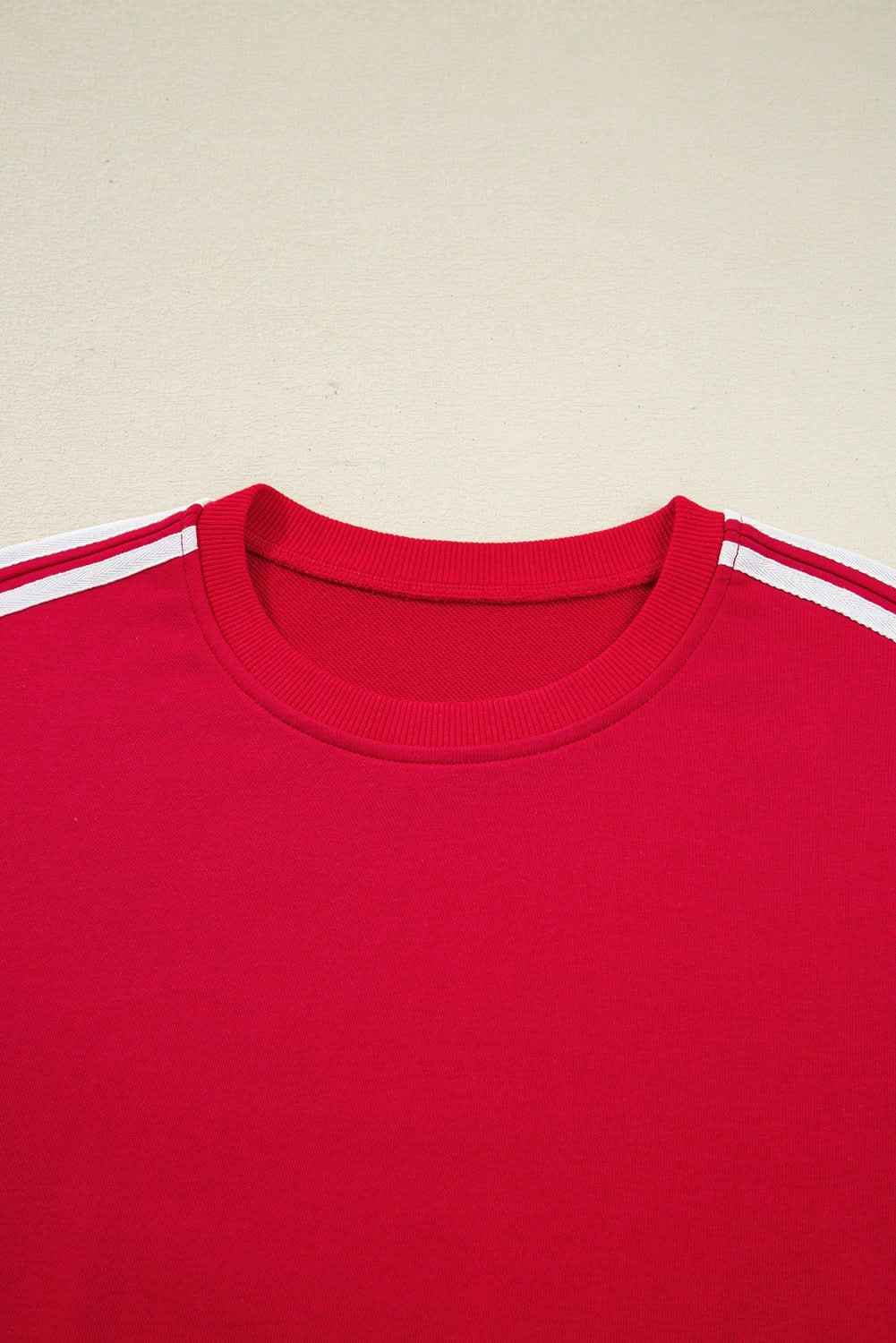 Dirty blue Varsity Striped Detail Crewneck Pullover Elastic Sweatpants 2pcs Outfit