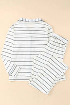 Striped Print Long Sleeve and Pants Pajamas Set