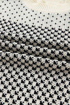 Black Contrast Color Pattern Lantern Sleeve Sweater