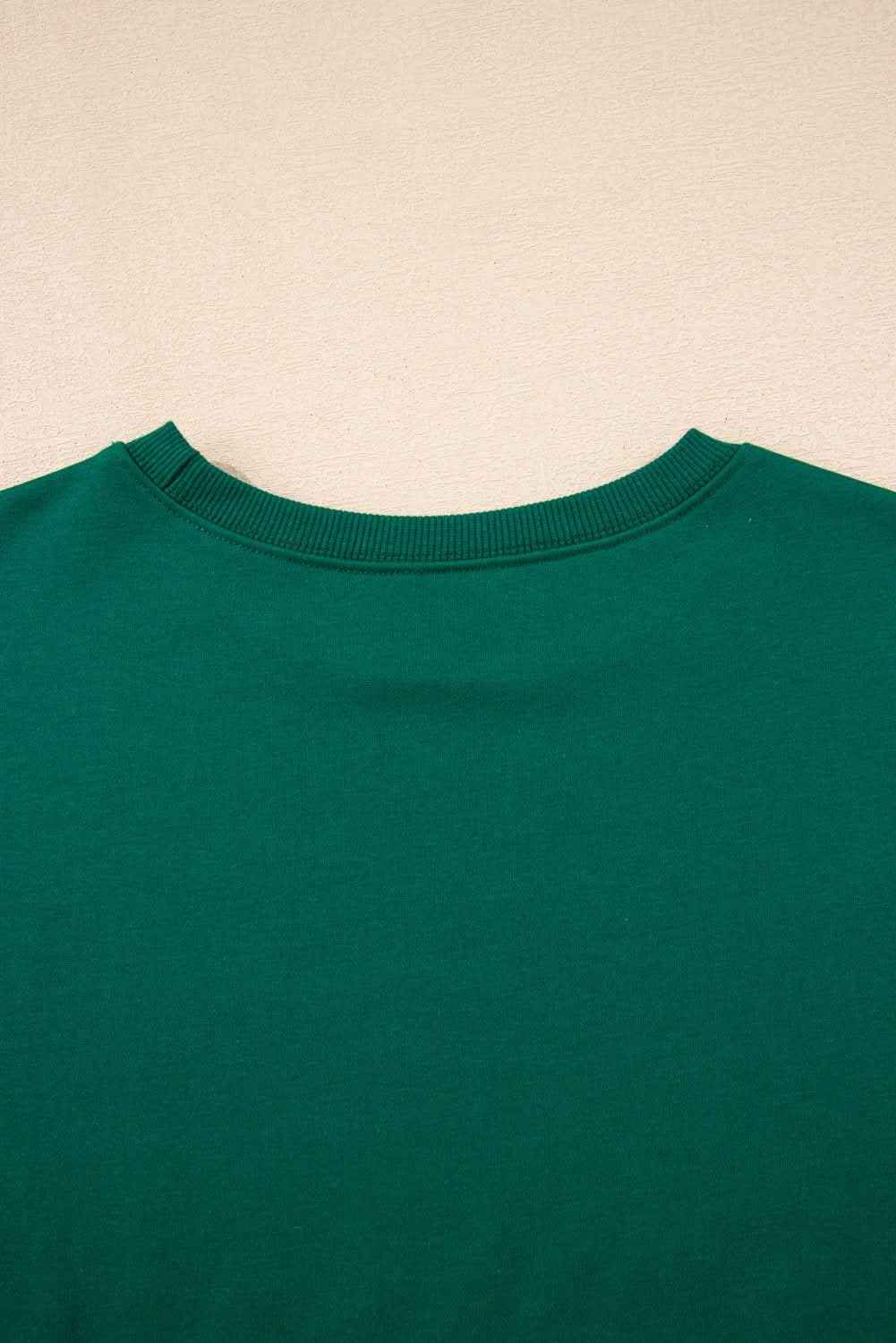 Navy Blue Varsity Stripe Detail Drop Shoulder Pullover Mini Skirt Set