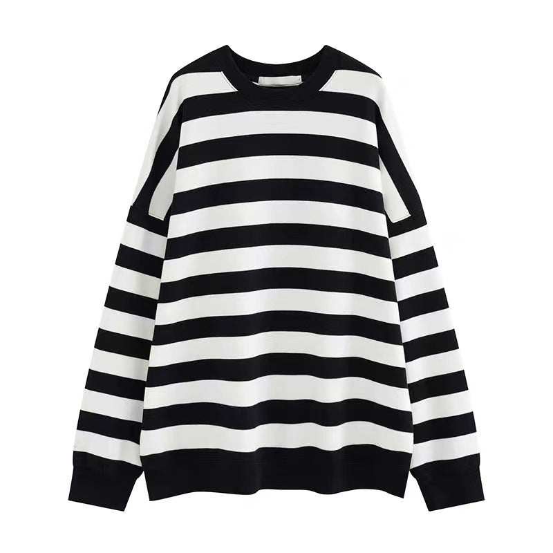 Fashion Striped Pullover Sweatshirt - Rose & Ruffles
