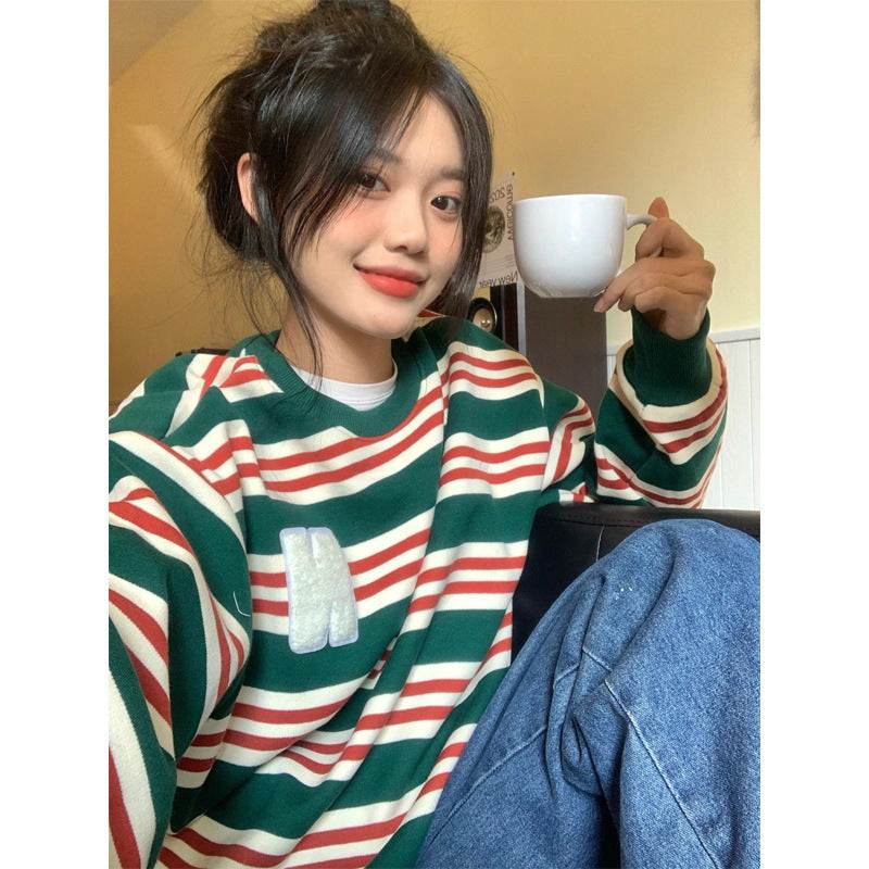 Retro Alphabet Embroidered Striped Sweater - Rose & Ruffles