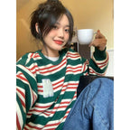 Retro Alphabet Embroidered Striped Sweater - Rose & Ruffles