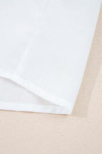 White Floral Embroidered Puff Long Sleeve Casual Shirt - Rose & Ruffles