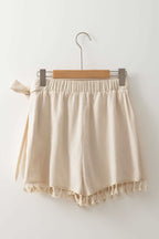 Apricot Tassel Trim Wrap Knot Side Bohemian Style Mini Skort - Rose & Ruffles