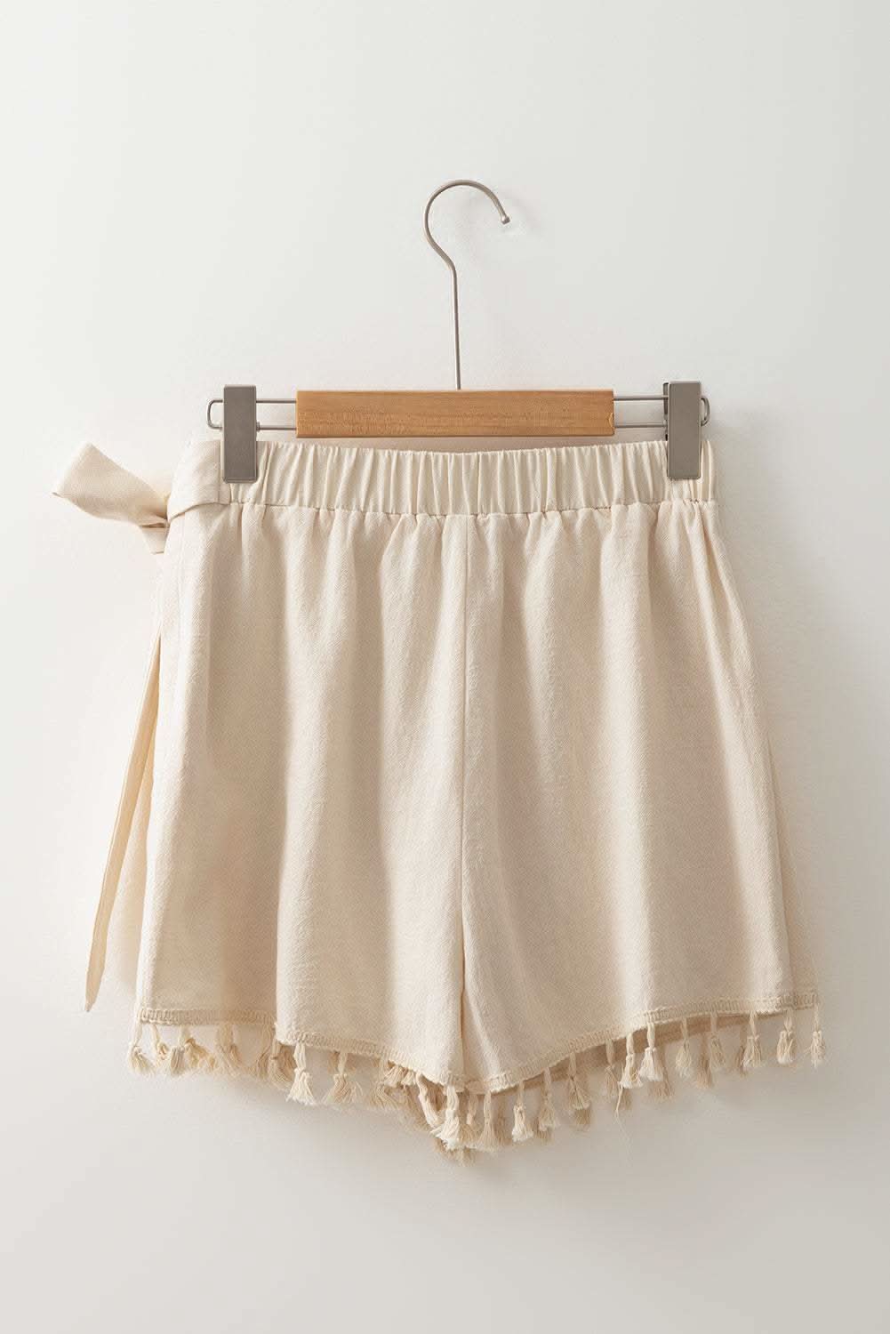 Apricot Tassel Trim Wrap Knot Side Bohemian Style Mini Skort - Rose & Ruffles