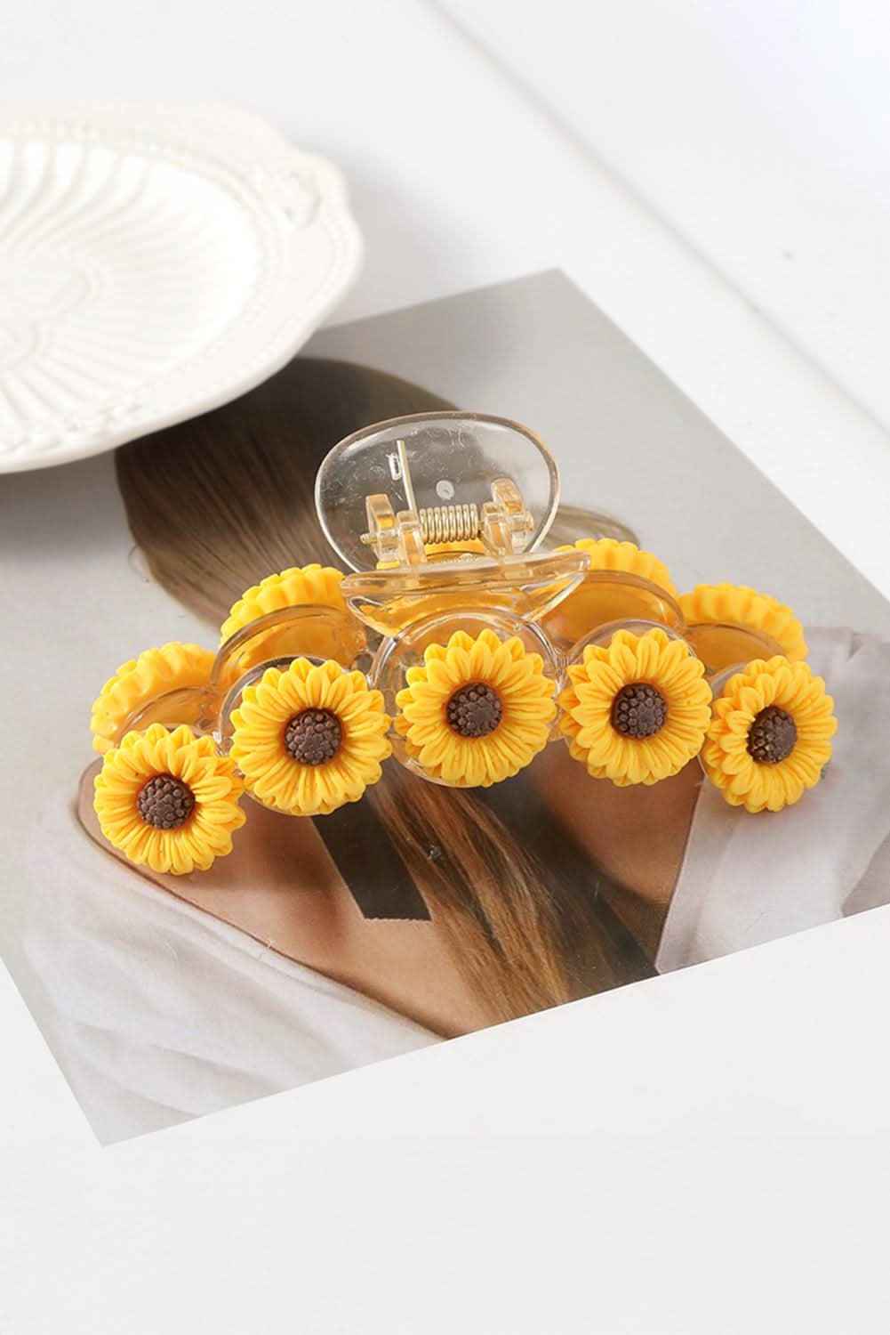 Jurassic Gold Sunflower Decor Plastic Resin Claw Clip