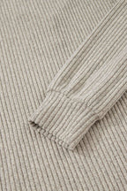 Clearly Aqua Ribbed Texture Drop Shoulder Henley Knit Top - Rose & Ruffles