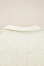 Light Grey Contrast Striped Patchwork Zip Collar Pullover Sweatshirt - Rose & Ruffles