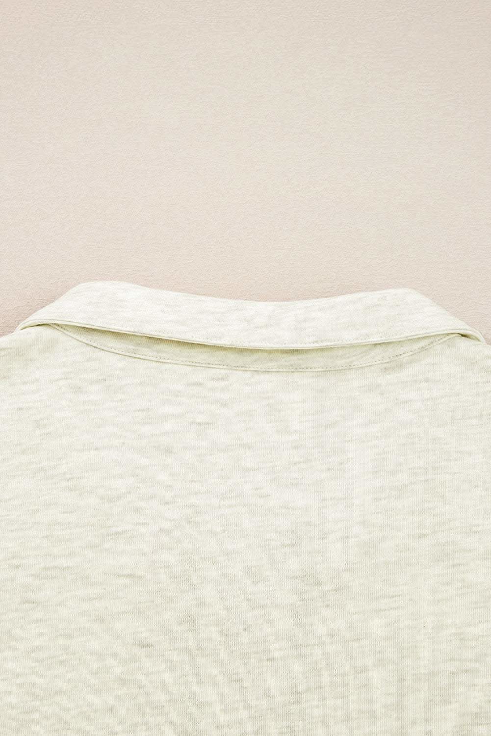 Light Grey Contrast Striped Patchwork Zip Collar Pullover Sweatshirt - Rose & Ruffles