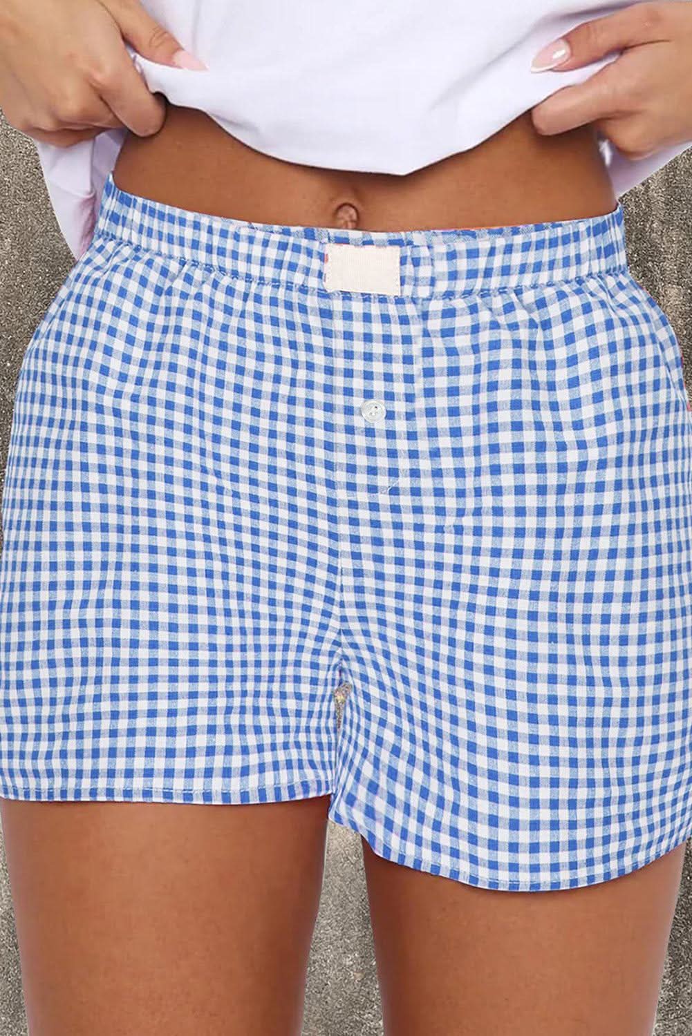 Black Gingham Printed High Waist Shorts - Rose & Ruffles