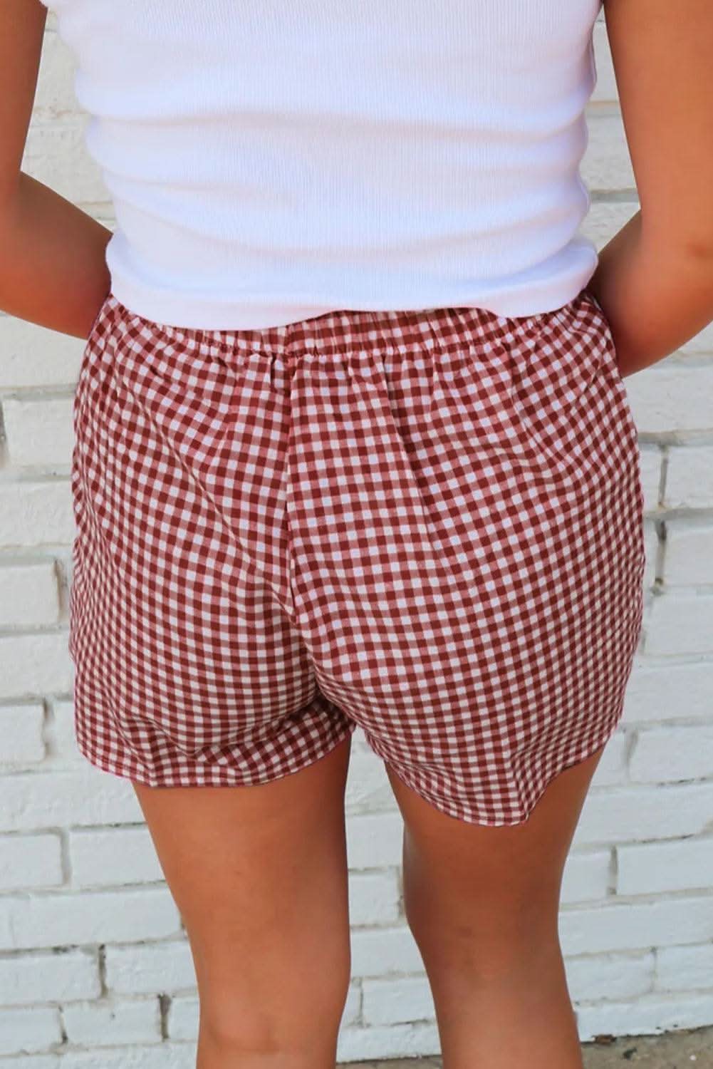 Black Gingham Printed High Waist Shorts - Rose & Ruffles