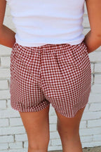 Black Gingham Printed High Waist Shorts - Rose & Ruffles