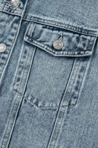 Myosotis Button Flap Pocket Frayed Detail Denim Vest