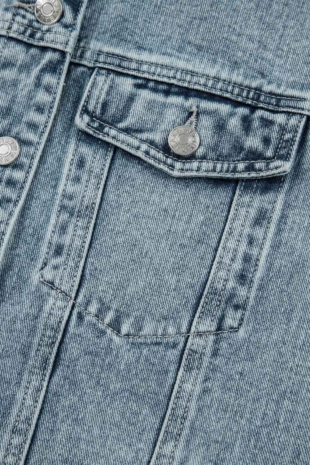 Myosotis Button Flap Pocket Frayed Detail Denim Vest